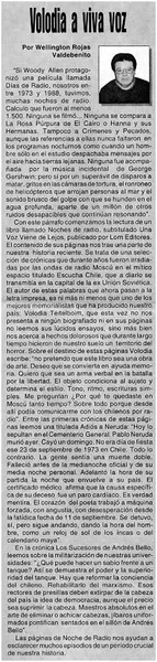 Volodia a viva voz  [artículo] Wellington Rojas Valdebenito.