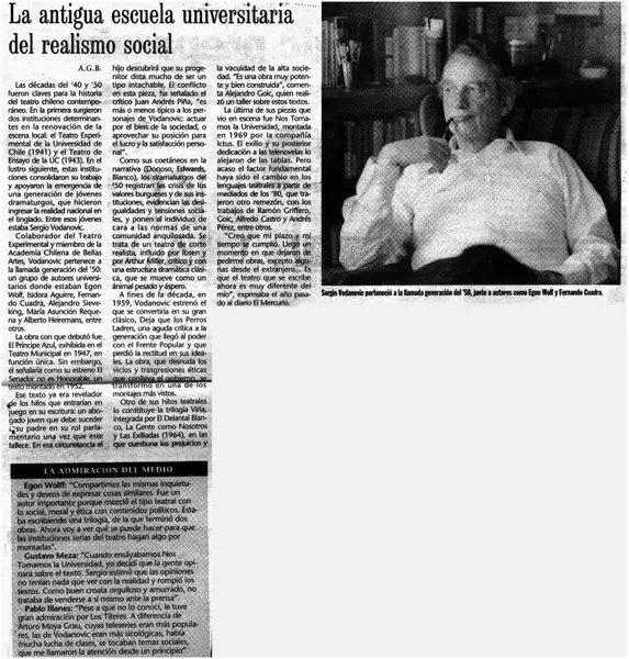 La antigua escuela universitaria del realismo social  [artículo] Andrés Gómez.