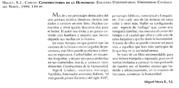 Constructores de la humanidad  [artículo] Miguel Meza R.