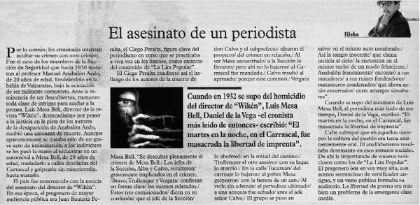 El asesinato de un periodista  [artículo] Filebo.