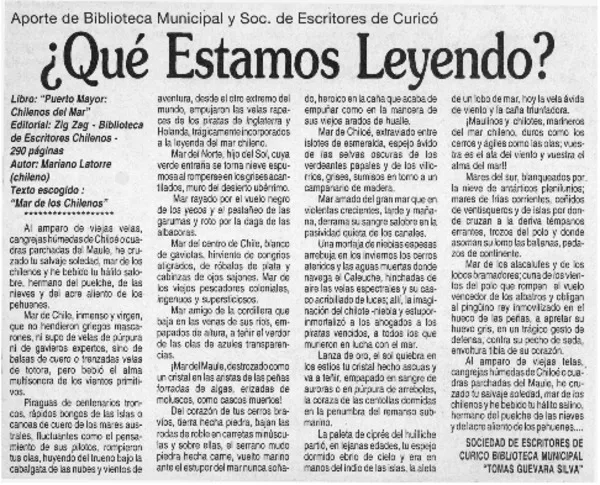 ¡Qué estamos leyendo?  [artículo]