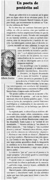 Un poeta de pretérito sol  [artículo] Alberto Carrizo.