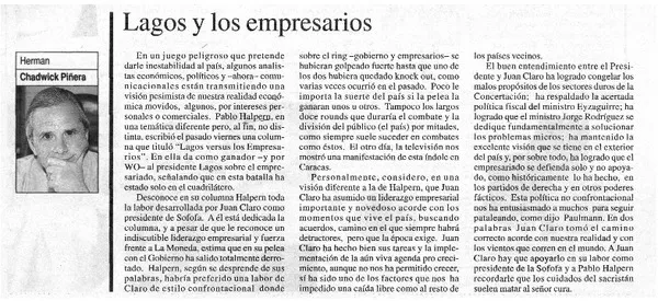 Lagos y los empresarios  [artículo]
