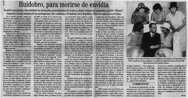 Huidobro, para morirse de envidia J. P. D. [artículo]