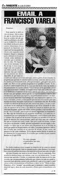 Email a Francisco Varela  [artículo] C.W.