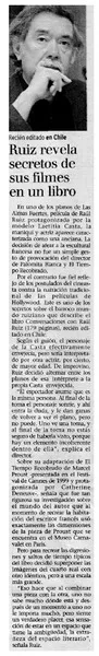 Ruíz revela secretos de sus filmes en un libro  [artículo]