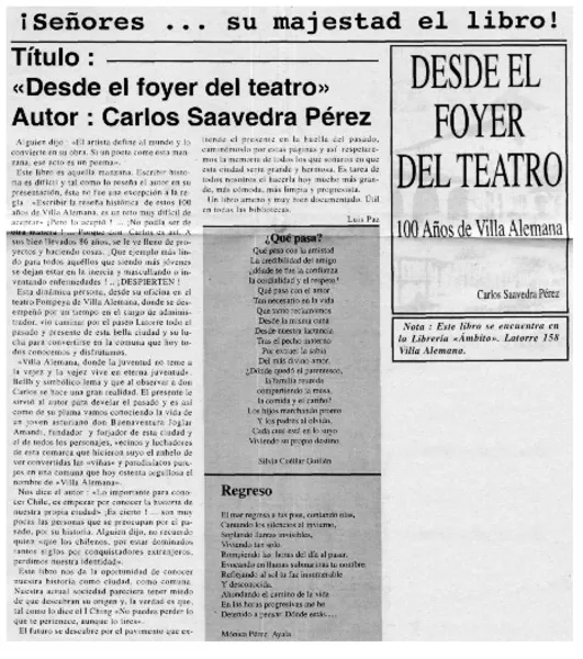 "Desde el foyer del teatro"  [artículo]