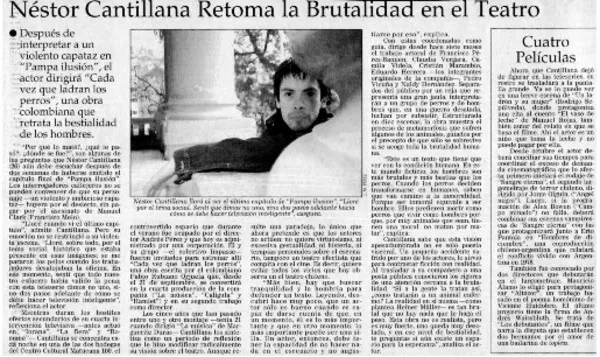 Néstor Cantillana remota la brutalidad en el teatro.  [artículo]