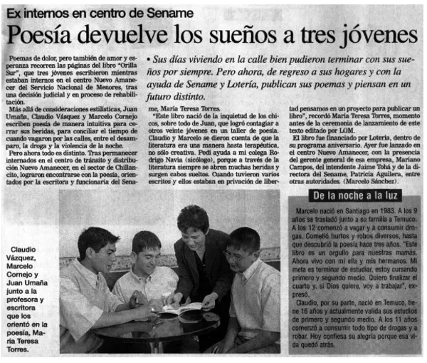 Poesía devuelve los sueños a tres jóvenes.  [artículo]