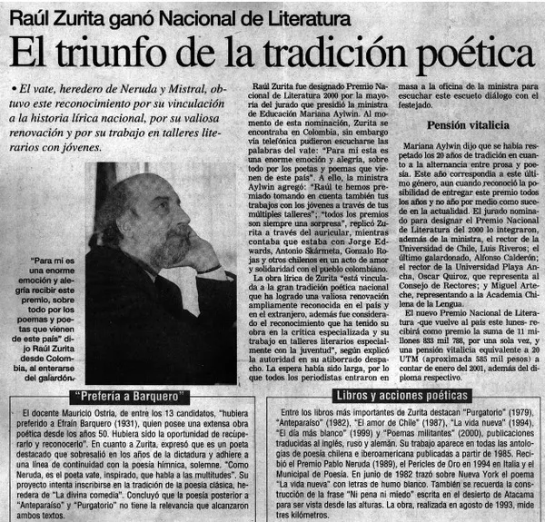 El triunfo de la tradición poética.  [artículo]