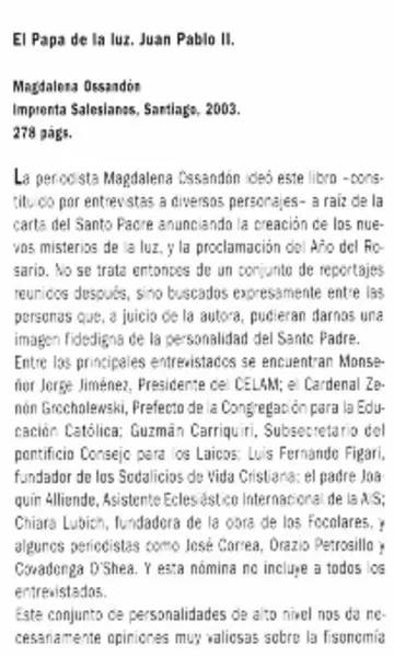 El Papa de la luz, Juan pablo II  [artículo] Gisela Silva Encina.
