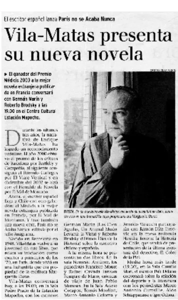 Vila-Matas presenta su nueva novela.  [artículo]