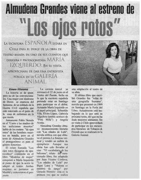 "Los ojos rotos"  [artículo] Ximena Villanueva.