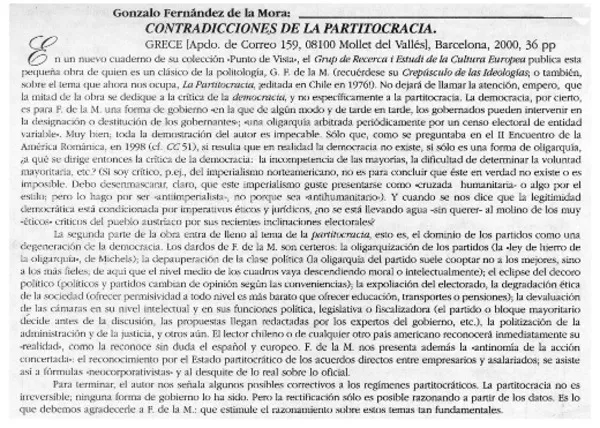 Contradicciones de la Partitocracia  [artículo] EJA.