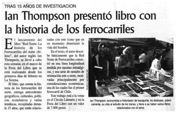 Ian Thompson presentío libro con la historia de los ferrocarriles.  [artículo]