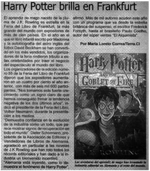 Harry Potter ya se puede leer en portugés  [artículo] María Loreto Correa.