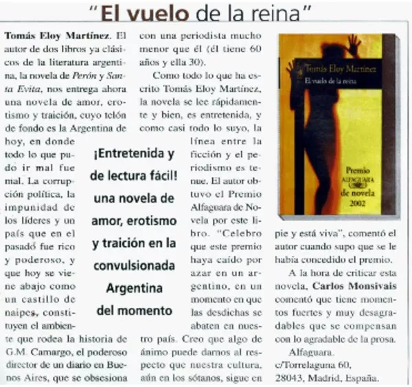 El vuelo de la reina"  [artículo] Elizabeth Subercaseaux.