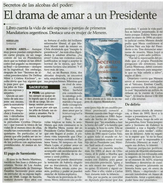 El drama de amar a un Presidente  [artículo] Rodrigo Lara.