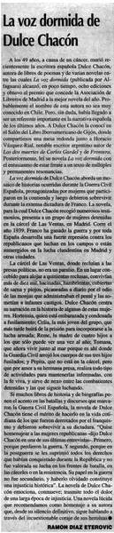 La voz dormida de Dulce Chacón  [artículo] Ramón Díaz Eterovic.