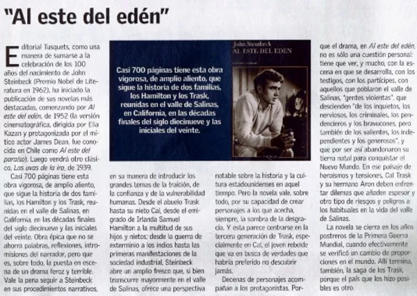 Al este del edén"  [artículo] Rodrigo Pinto.