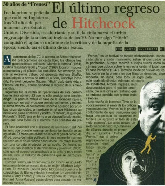 El último regreso de Hitchcock  [artículo] Marta Navarrete P.