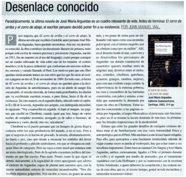 Desenlace conocido  [artículo] Juan Manuel Vial.