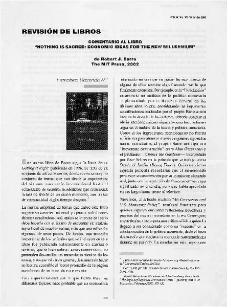"Nothing is sacred : Economic ideas for the new millennium"  [artículo] Francisco Rosende R.
