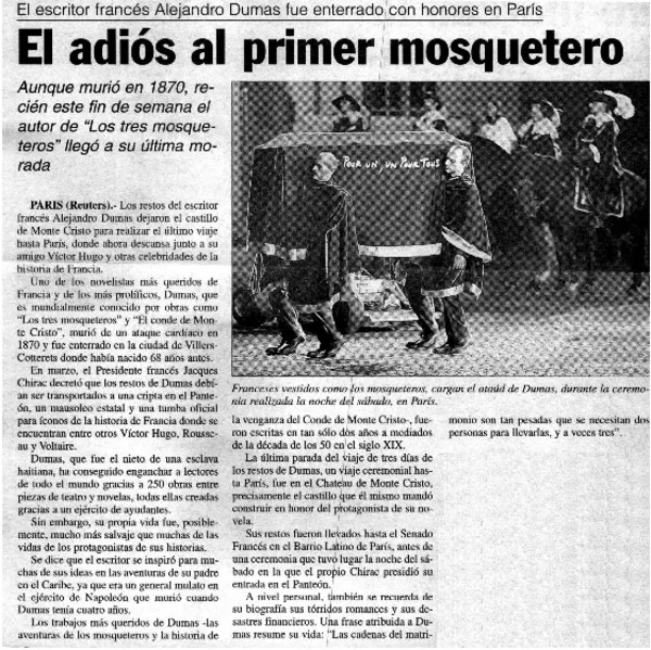 El adiós al primer mosquetero.  [artículo]