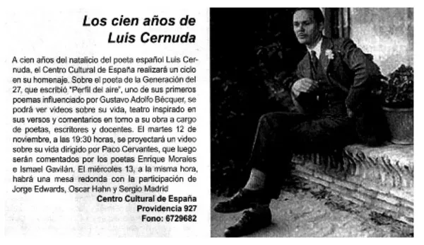 Los cien años de Luis Cernuda.  [artículo].