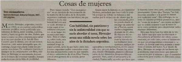 Cosas de mujeres  [artículo] Javier Aspurúa.