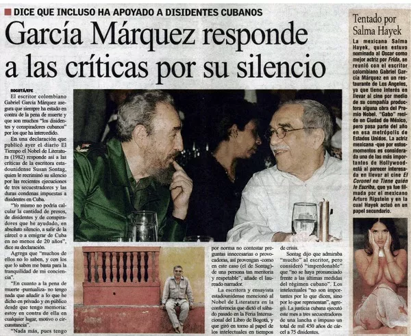 García Márquez responde a las críticas por su silencio.  [artículo]
