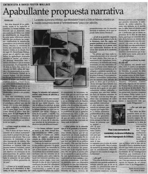 Apabullante propuesta narrativa  [artículo] Eduardo Lago.