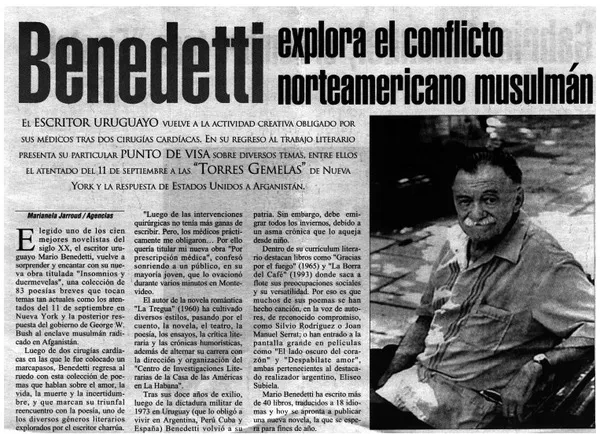 Benedetti explora el conflicto norteamericano musulmán  [artículo] Marianela Jarround.