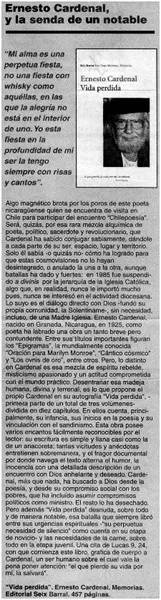 Ernesto Cardenal, y la senda de un notable  [artículo] Willy Haltenhoff.