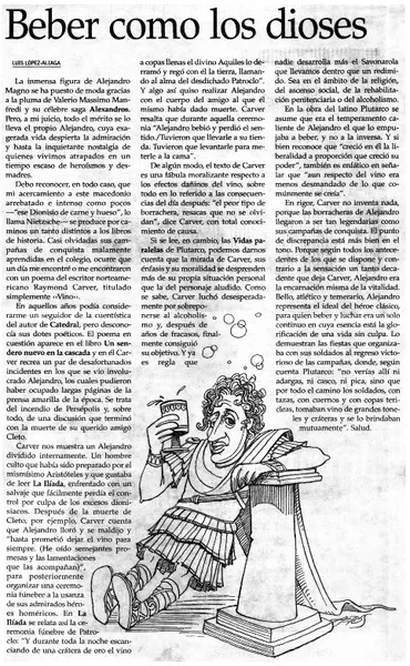 Beber como los dioses  [artículo] Luis López-Aliaga.