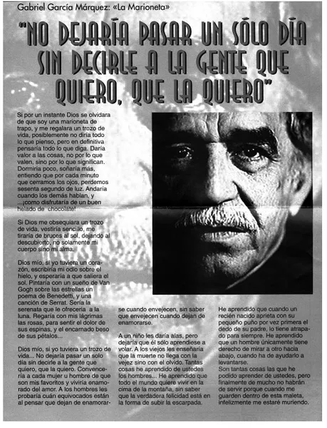 No dejría pasar un sólo día sin dacirle a la gente que quiero, que la quiero".  [artículo]