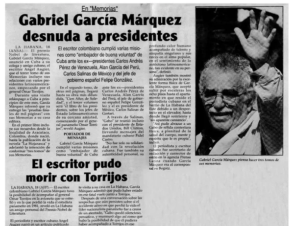 Gabriel García Márquez desnuda a presidentes.  [artículo]