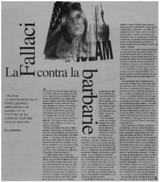 La Fallaci contra la barbarie  [artículo] Leo Bedezko.