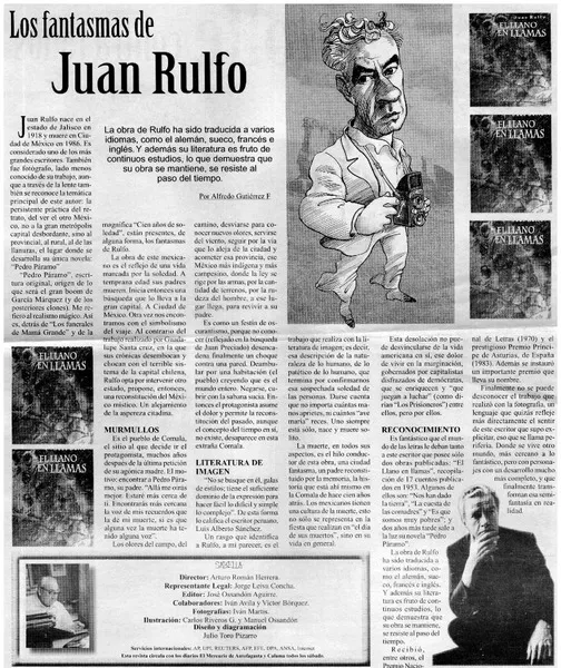 Los Fantasmas de Juan Rulfo  [artículo] Alfredo Gutiérrez F.