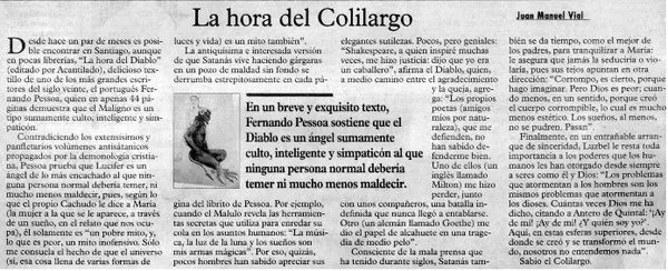 La hora del Colilargo  [artículo] Juan Manuel Vial Sanfuentes.