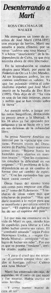 Desenterrando a Martí  [artículo] Rosa Cruchaga de Walker.