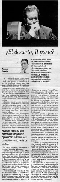 ¿El desierto, II parte?  [artículo] Ascanio Cavallo C.