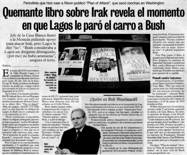Quemante libro sobre Irak revela el momento en que Lagos le paró el carro a Bush  [artículo]