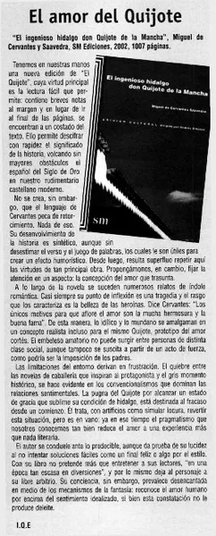 El Amor del Quijote  [artículo] I.Q.E.