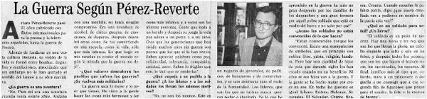 La guerra según Pérez-Reverte.  [artículo]