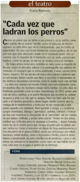 Cada vez que ladran los perros"  [artículo] Flavia Radrigán.