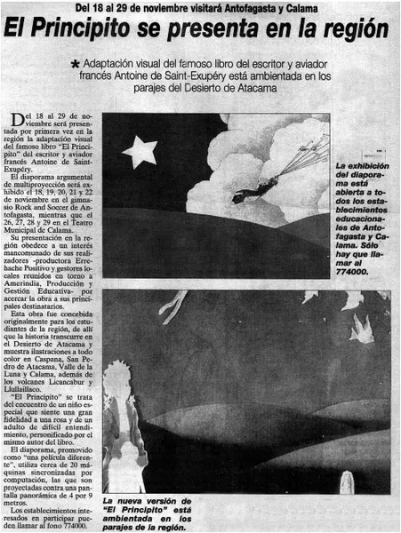 El principito se presenta en la región.  [artículo]