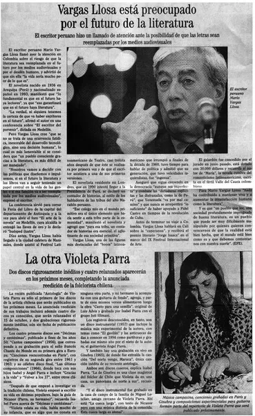 Vargas Llosa está preocupado por el futuro de la literatura.  [artículo]