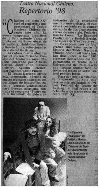 Teatro Nacional Chileno : repertorio '98  [artículo] AyL.