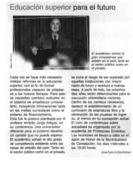 Educación superior para el futuro  [artículo] Juan Carlos Contreras.